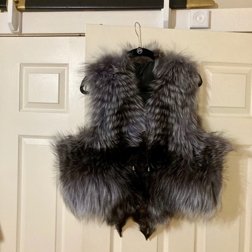 Authentic plus size raccoon fur vest